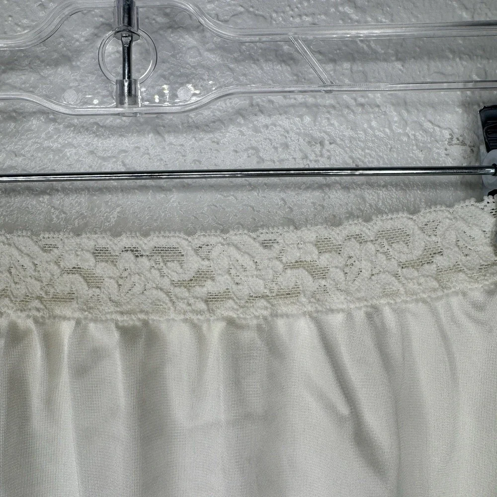 Vintage OLGA White Nylon Silky Shiny Half Dress Slip Skirt Small Lace Hemline - Picture 3 of 8